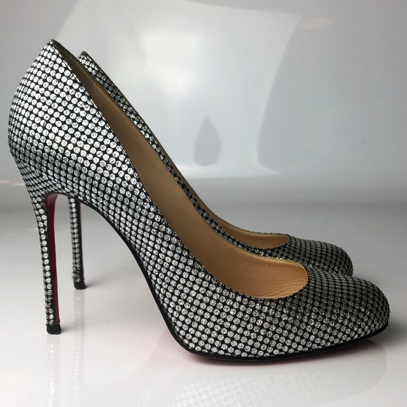 Christian Louboutin Shoes - Christian Louboutin Fifi 100 Black Silver Heels 38
